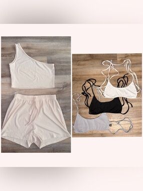 4 Piece Lounge Bundle M | Ribbed Set + Bralette Tops